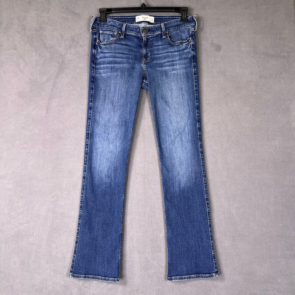 Hollister Bootcut Jeans Womens 15R W32 L31 Blue Denim Mid Rise Stretch Dark Wash